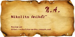 Nikolits Anikó névjegykártya